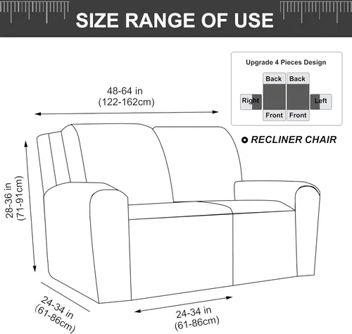 Vista 70 de Gennia Funda Impermeable para Silla Reclinable, Fundas Elásticas para Sofá Reclinable con Bolsillos, Fundas Lavables para Silla Reclinable Lazy Boy