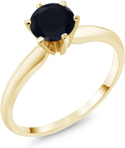 Vista 20 de Anillo de compromiso solitario con piedra preciosa redonda de oro amarillo de 14 quilates de 0.236 in para mujer Ajuste clásico de 6 puntas