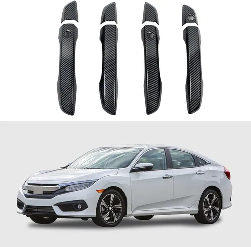Vista 15 de Cubierta de Manija de Puerta Compatible con Honda Civic de 10ª Generación Sedan Hatchback Coupe Tipo R 2016 2017 2018 2019 2020 2021 Manijas
