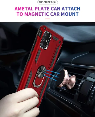 Vista 4 de Funda para Samsung A71 5G, Galaxy A71 5G, funda PUSHIMEI de grado militar resistente con protector de pantalla HD, anillo magnético con soporte
