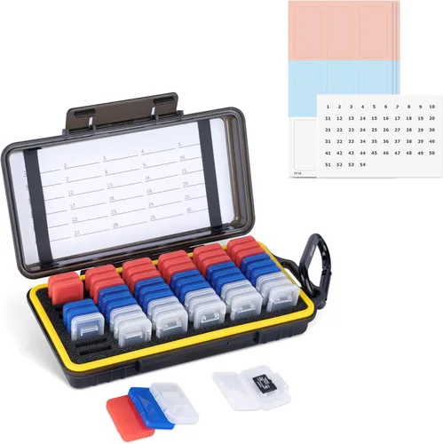 Vista 15 de Funda para tarjetas SD de 36 ranuras con 36 fundas individuales de plástico transparente para 36 tarjetas SD SDXC SDHC, resistente al agua