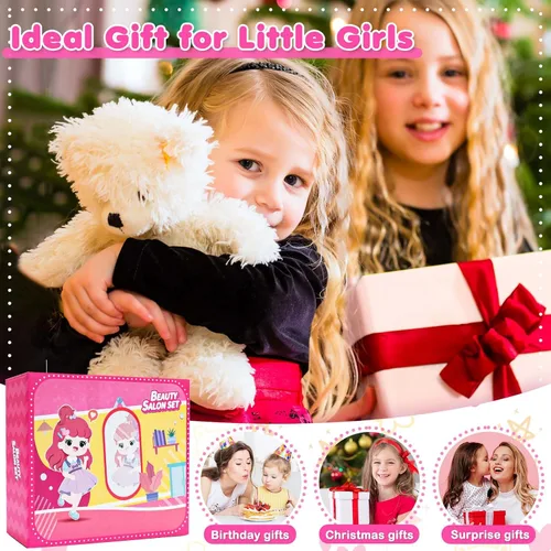 Vista 2 de Juguetes para niñas, juego de peluquería para niñas pequeñas, accesorios de muñeca, juguetes de peluquería para niños, juguetes para niñas de 3, 4