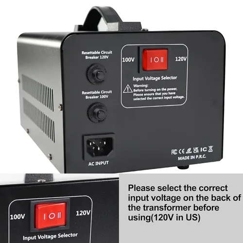 Vista 26 de 500W US al convertidor de voltaje de Japón 120V a 100V transformador reductor
