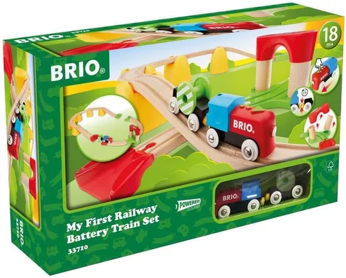 Vista 9 de BRIO World 33710 - Mi primer tren de batería ferroviario Juego de 25 piezas de tren de madera para niños pequeños Incluye accesorios y pistas