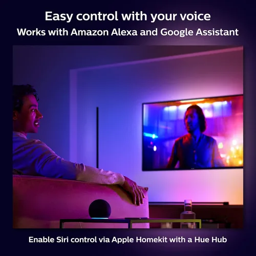 Vista 3 de Philips Hue (1) puente con (1) lámpara de mesa Signe – Luz inteligente que cambia de color blanco y color – Control con aplicación – Compatible