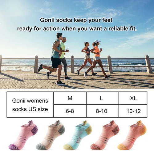Vista 6 de Gonii Calcetines de tobillo para mujer para correr atléticos no se ven acolchados 5 pares