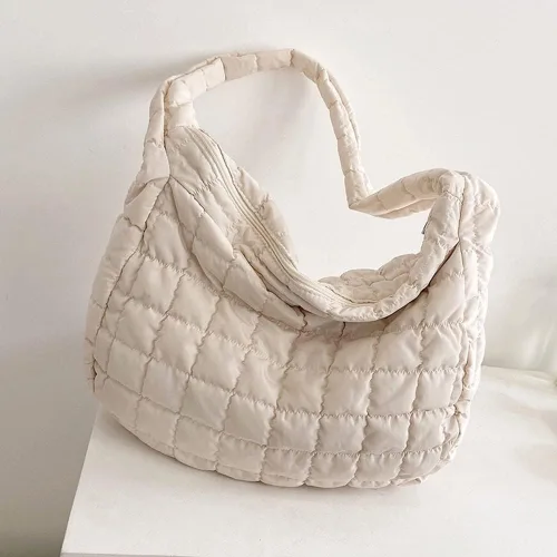 Vista 5 de Bolsas de mano acolchadas para mujer, ligeras, acolchadas, ligeras, de nailon, de algodón, acolchadas, grandes