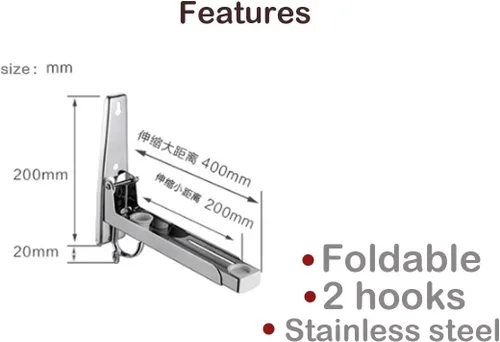 Vista 5 de MOTONG Soporte de pared para horno microondas de acero inoxidable con estante y gancho removible