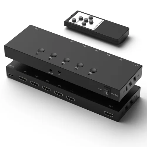 Vista 4 de 8K HDMI Switcher, 4HDMI in- 4 Out(HDMI Output/Optical Digital Audio Output/Analog L/R Stereo Audio Output/3.5mm Analog Stereo Headphone Output) with