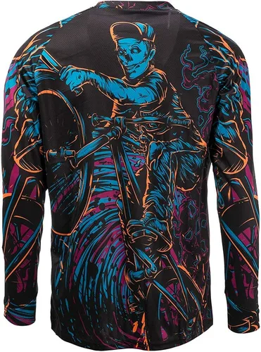 Vista 3 de JPOJPO Camiseta de ciclismo para hombre, manga larga, ciclismo de montaña, motocicleta, ropa de bicicleta, anti-UV