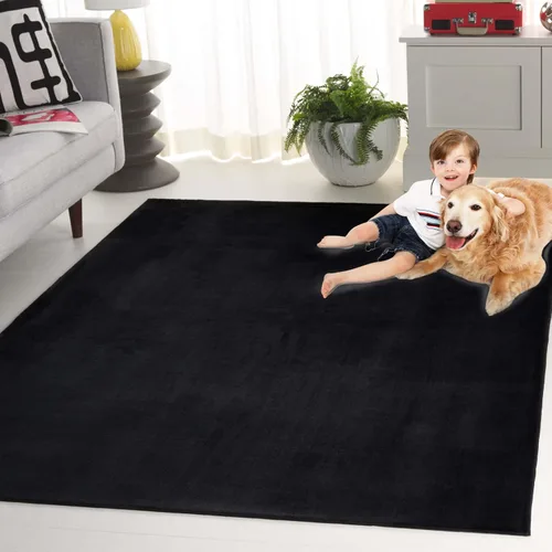 Vista 22 de SAFAVIEH Alfombra lavable, colección de pelo sintético de conejo, 4 x 6 pies, color plateado, antideslizante y fácil de limpiar, pelo grueso ultra