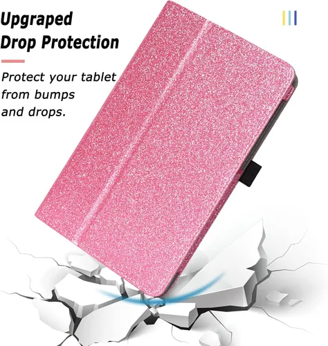 Vista 5 de Caweet Funda para TCL Tab 8 LE 9137W/WiFi 9132X/SE 6048E/Plus 9138S, rosa brillante