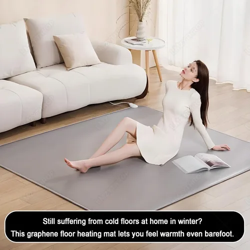 Vista 4 de Heated Carpet,Electric Floor Heating,Indoor Circulating Heat,Adjustable Temperature,Durables PVC,Creates a Warm Space for Family (100×100cm)