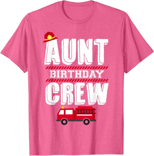 Vista 39 de Aunt Birthday Crew Fire Truck Fireman - Camiseta para fiesta de acogida, Negro, S