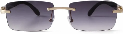 Vista 2 de Fashion Rimless Sunglasses for Women Men Gangster Tinted Lens Frameless Shades Faux Buffalo Horn Glasses Rectangle Eyewear