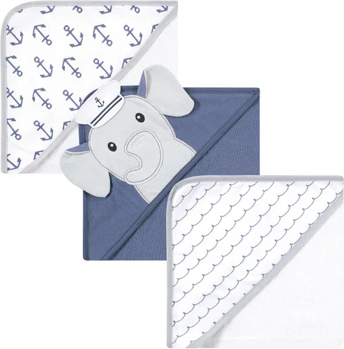 Vista 27 de Hudson Baby Toallas unisex con capucha de algodón para bebé, alfabeto, talla única
