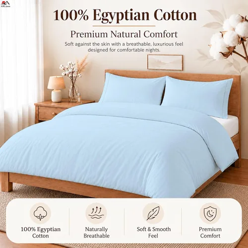 Vista 98 de ARlinen Juego de funda de edredón de tamaño individual, 100% algodón egipcio, juego de ropa de cama de 3 piezas con cierre de cremallera, incluye 1