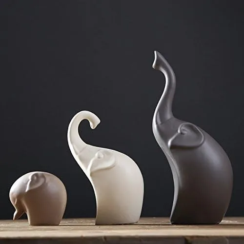 Vista 2 de Decoración para el hogar Elefante de cerámica Artesanías 3pcs Set