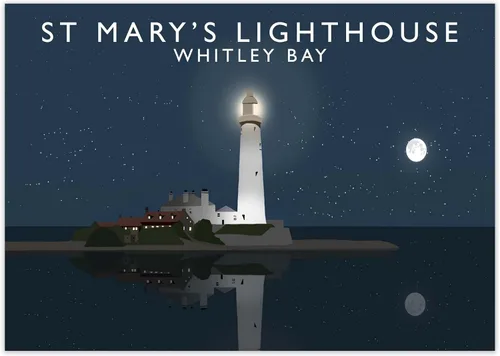 Vista 4 de Impresión de Whitley Bay, póster de viaje del faro de Santa María, póster de Whitley Bay, foto de Whitley Bay, colgante de pared de Whitley Bay