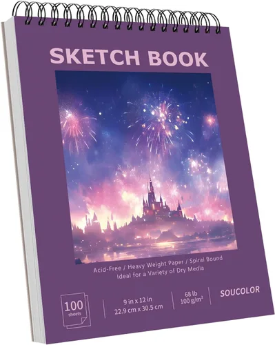 Vista 31 de Soucolor Suministros Escolares Cuaderno de bocetos de 9 x 12 pulgadas para profesor y estudiante de secundaria, paquete de 1 cuaderno de bocetos