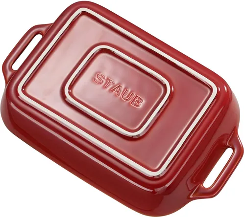 Vista 3 de STAUB - Juego de platos rectangulares de cerámica, 2 unidades, color rojo