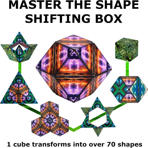 Vista 4 de Shashibo - Cubo que cambia de forma, juego para aliviar la ansiedad, con 36 imanes de tierras raras, premiado y patentado, extraordinario cubo