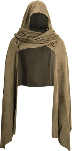 Vista 11 de Chal medieval con capucha, bufanda multifuncional, accesorio de disfraz para chamán vikingo renacentista