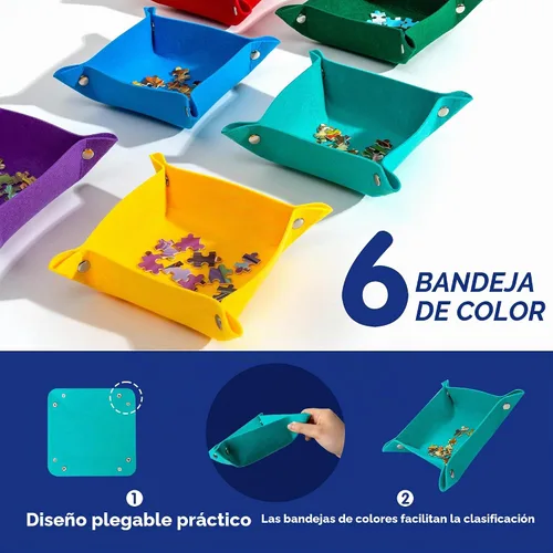 Vista 3 de Tektalk Diseño de mayor capacidad, alfombrilla enrollable para rompecabezas en delicada caja de embalaje con bomba de mano, almacenamiento