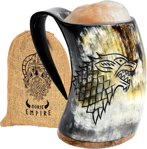 Vista 9 de Taza de cuerno de buey Viking OX, taza de cuerno de buey y jarra de café, regalo elegante y hecho a mano para hombres y mujeres, accesorios