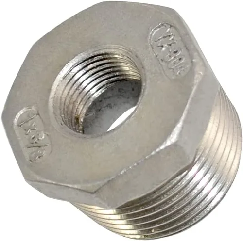 Vista 18 de 1/4" macho NPT a 1/8" hembra NPT hembra reductor/reductor buje de tubería, adaptador, buje hexagonal SS 304 de acero inoxidable