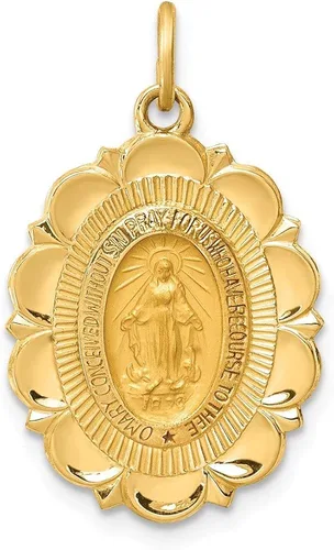 Vista 8 de ICE CARATS Colgante de medalla milagrosa ovalada pequeña de oro amarillo de 14 quilates, joyería fina religiosa para mujeres, regalos para ella, Oro