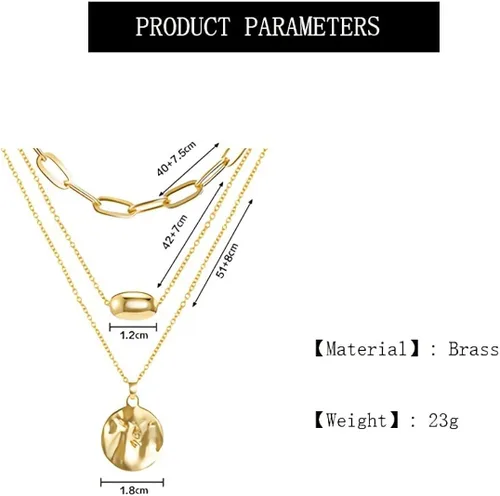 Vista 5 de Jewlure Collar chapado en oro de 18 quilates, collar con colgante en capas de moda, regalo para mujeres y niñas, chapado en oro, No es una piedra