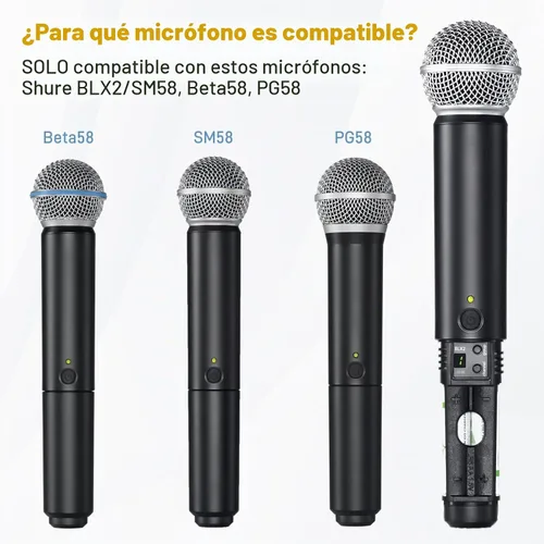 Vista 2 de 1 paquete de cubierta de batería de repuesto para micrófono inalámbrico Shure BLX2/SM58, Beta58, PG58 para reparar la parte rota (1 unidad)