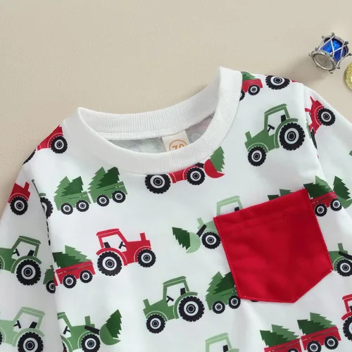 Vista 3 de Lucikamy Conjunto de camiseta de manga larga con estampado de Navidad para bebé niño y niña, ropa de otoño e invierno