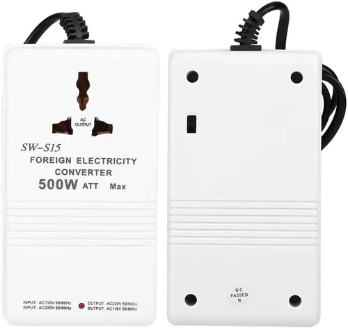 Vista 3 de Convertidor de voltaje transformador elevador 110 V a 220 V adaptador de viaje con enchufe universal para secador de pelo y pequeños