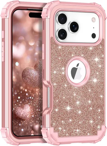 Vista 35 de LONTECT Funda para iPhone 15 Plus con purpurina brillante 3 en 1, a prueba de golpes, resistente, híbrida, resistente, funda protectora de alto