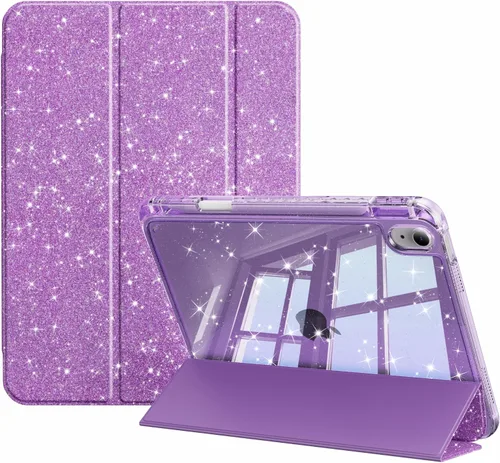 Vista 10 de Funda compatible con iPad de 11ª y 10ª generación de 11 pulgadas 2025/10.9 pulgadas 2022, parte trasera transparente brillante con soporte