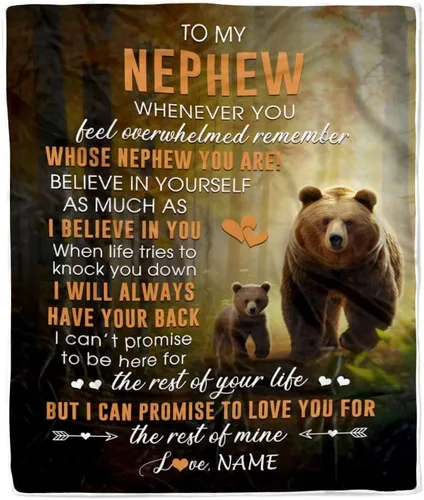 Vista 36 de Manta personalizada con texto en inglés «To My Nephew from Aunt Uncle Auntie I Love You Hugs» (texto en inglés) con texto en inglés «To My Nephew»