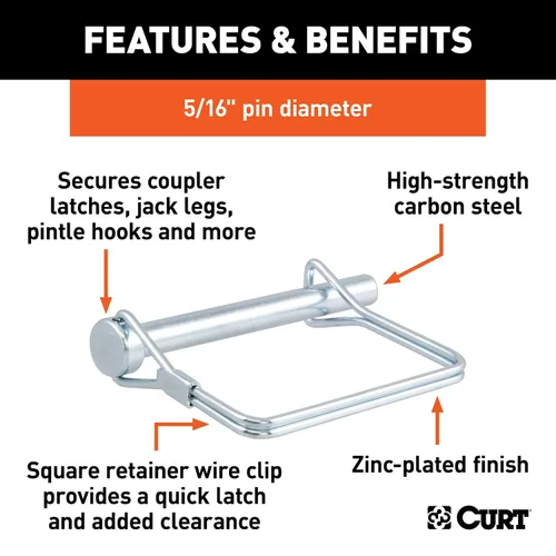 Vista 3 de CURT 25011 Trailer Coupler Pin, 5/16-Inch Diameter x 3-Inch Long (Pack of 2)
