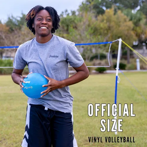 Vista 6 de Franklin Sports - Juegos de Voleibol + Bádminton - Juego de Playa + Patio Trasero - Voleibol, Bomba, Raquetas de Bádminton, Volantes, Red + Postes