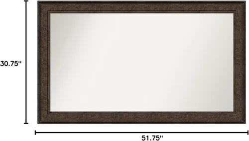 Vista 192 de Amanti Art Espejo de pared personalizado no biselado (25 x 25 pulgadas), marco de bronce acentuado, varios tamaños personalizados, espejo de baño