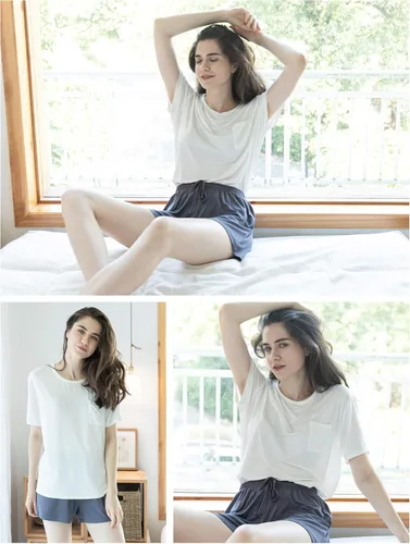 Vista 4 de GYS Camiseta de manga corta de bambú suave para mujer