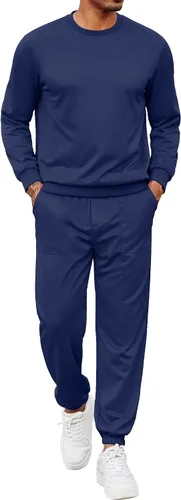 Vista 39 de COOFANDY Conjunto deportivo de 2 piezas para hombre, sudadera de manga larga, sin botones, para deportes, casual, fitness, trotar