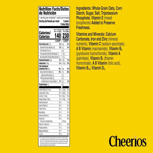 Vista 2 de Cheerios Cereal de desayuno sin gluten de avena integral, bolsa de 2.2 onzas (paquete de 5)