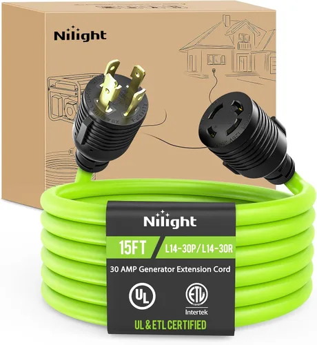 Vista 17 de Nilight Cable de Extensión para Secadora EV de 15 Pies 3 Clavijas 30 Amperios NEMA 10-30P 10-30R Cable de Extensiones Antiguas Servicio Pesado