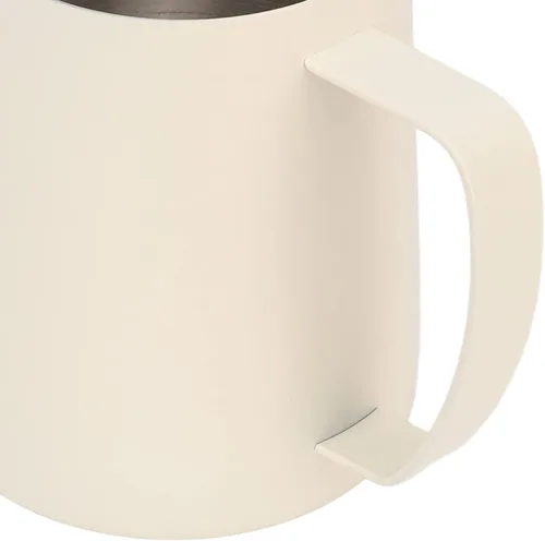 Vista 9 de Jarra de espuma de leche, jarra de vapor de café expreso de leche de acero inoxidable de 24 onzas/23.7 fl oz, herramientas de expreso, arte con Beige