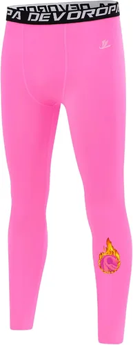 Vista 13 de DEVOROPA - Leggings de compresión para niños, mallas deportivas con forro polar, capa base térmica Verde militar (forro polar)