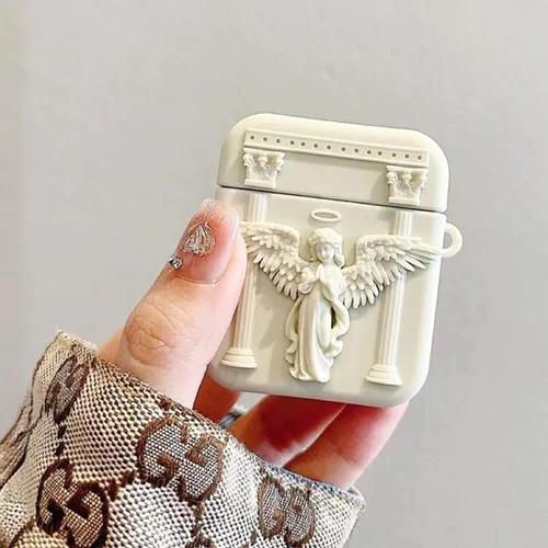Vista 3 de ZOSTLAND Funda para auriculares inalámbricos, llavero grueso y suave, portátil, de silicona, a prueba de golpes, compatible con Apple AirPods 2 y 1