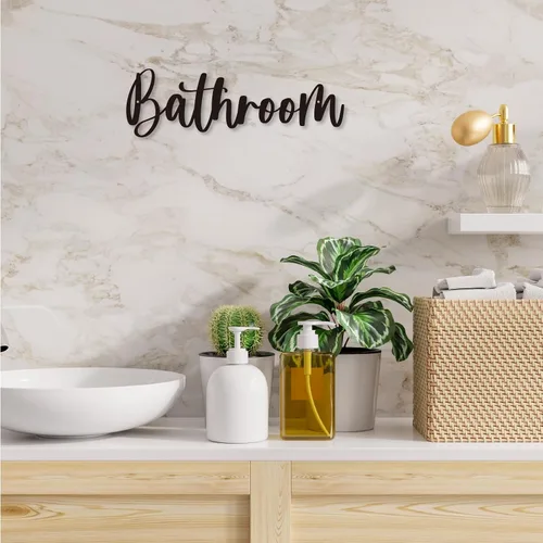 Vista 2 de Placa de metal para baño, decoración de pared, decoración de granja, para baño, vestidor