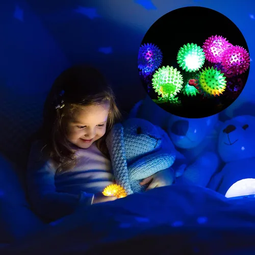 Vista 6 de Civaner 24 bolas iluminadas con luces LED intermitentes con punta de 2.56 pulgadas, juguetes sensoriales a granel iluminados con cuerda, juguete